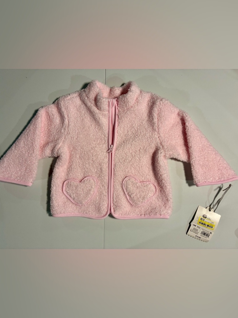 cloud island Pink Fuzzy Heart Pocket Jacket